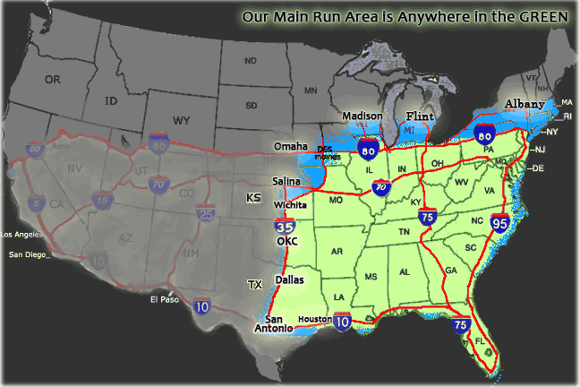 ID Transport's Motorcycle Shipping coverage map